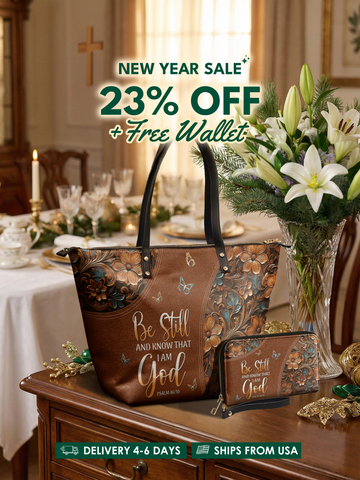 Stillness - Psalm 46:10 Leather Tote Bag Deal